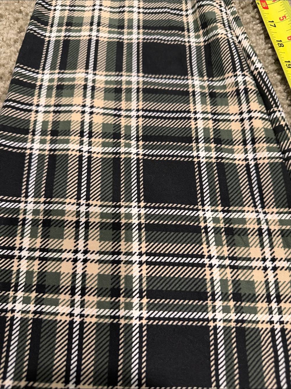 No Boundaries Black/White/Cream/Olive Green Plaid Flare Pants - Picture 5 of 5